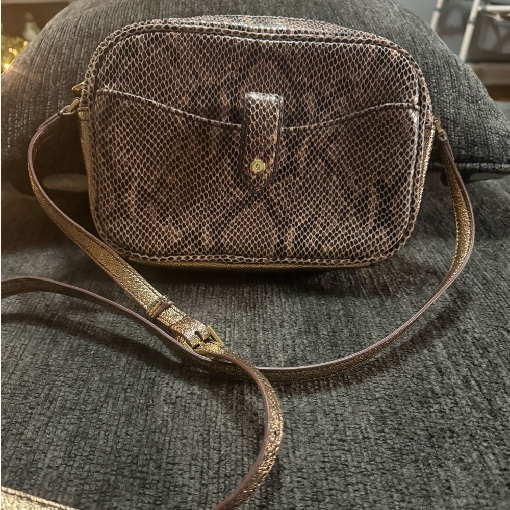 ✨ G.I.L.I. Snake Embossed Leather Rose Gold Crossbody Bag + Pouch ✨ - Picture 15 of 16